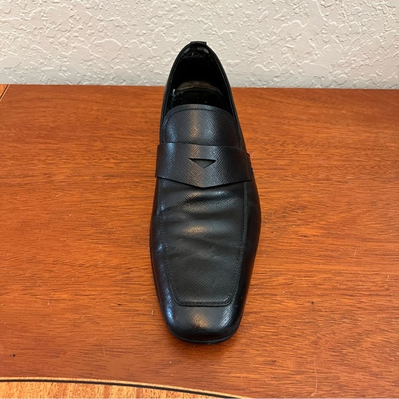 PRADA Black Saffiano Leather Loafers with Rubber Soles Size 9 (US10) - Picture 6 of 16